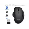 EQUIP 6 mygtukų dviejų režimų įkraunama belaidė pelė — dešiniarankiams, optinė 1600 DPI, RF belaidė + Bluetooth, juoda