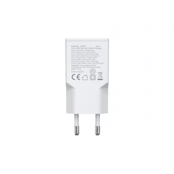 EQUIP 2 prievadų 30 W GaN plonas USB PD įkroviklis — USB‑C x1, USB‑A x1, 100–240 V įvestis, maks. 20 V išvestis, balta