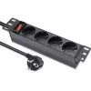 Jungiklinė juosta QOLTEC 54603 — 1U montuojama į stovą, 16A įvestis, 4× SCHUKO lizdai