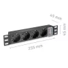 Jungiklinė juosta QOLTEC 54603 — 1U montuojama į stovą, 16A įvestis, 4× SCHUKO lizdai