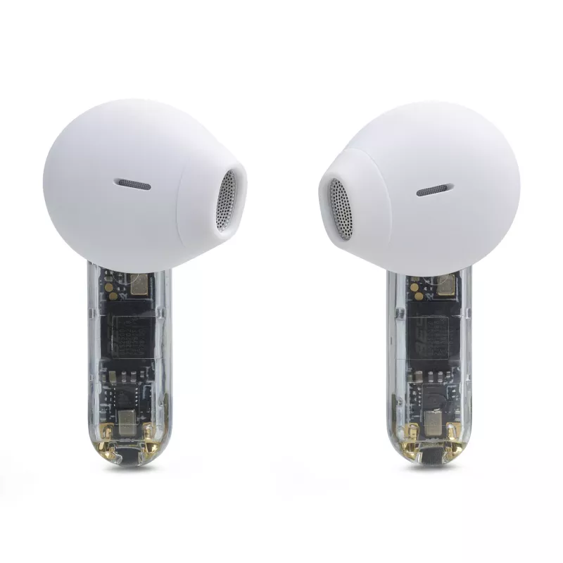 JBL Tune Flex Ghost Edition ausinės True Wireless Stereo (TWS) į ausis dedamos Skambučiams / muzikai Bluetooth permatomos, baltos