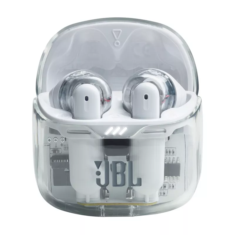 JBL Tune Flex Ghost Edition ausinės True Wireless Stereo (TWS) į ausis dedamos Skambučiams / muzikai Bluetooth permatomos, baltos