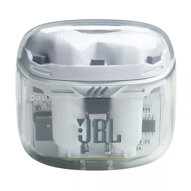 JBL Tune Flex Ghost Edition ausinės True Wireless Stereo (TWS) į ausis dedamos Skambučiams / muzikai Bluetooth permatomos, baltos