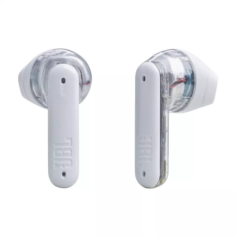 JBL Tune Flex Ghost Edition ausinės True Wireless Stereo (TWS) į ausis dedamos Skambučiams / muzikai Bluetooth permatomos, baltos