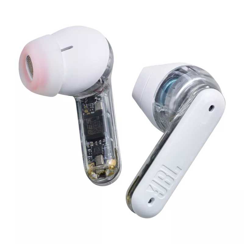 JBL Tune Flex Ghost Edition ausinės True Wireless Stereo (TWS) į ausis dedamos Skambučiams / muzikai Bluetooth permatomos, baltos