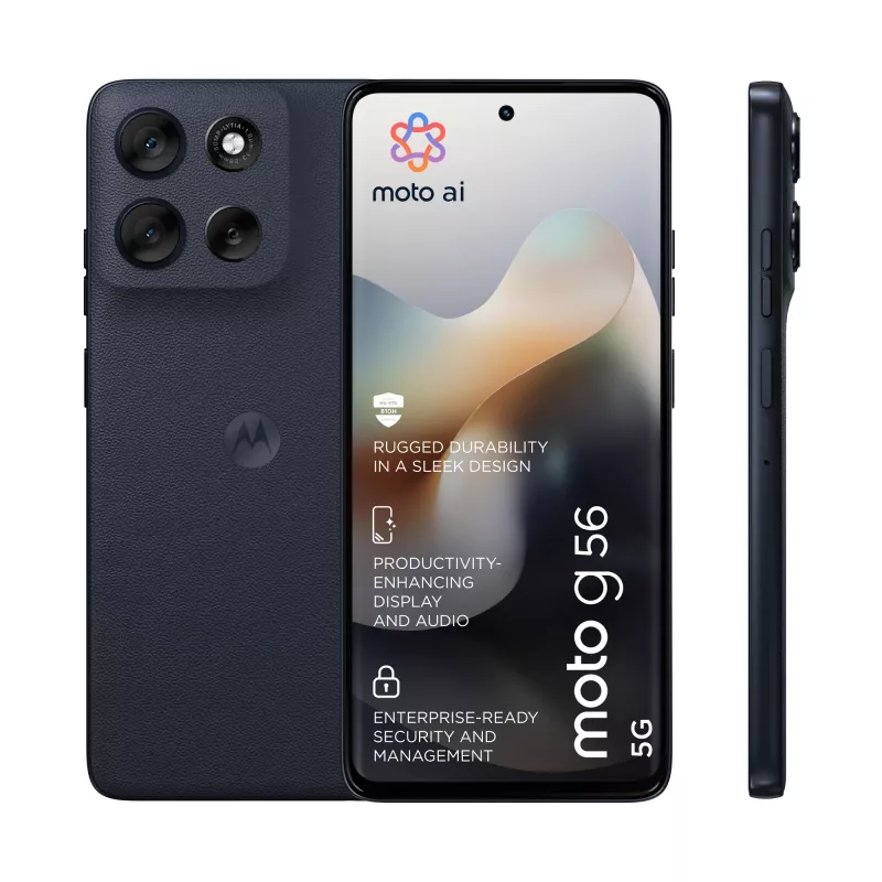 Išmanusis telefonas MOTOROLA moto g56 5G 6,72 col. (17,1 cm) Hybrid Dual SIM, MediaTek Dimensity 7060 2,6 GHz, 8 GB RAM, 256 GB, 5200 mAh, juodas