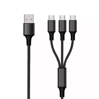 USB laidas 2GO 797156 1,5 m USB B 3 x USB C Juodas
