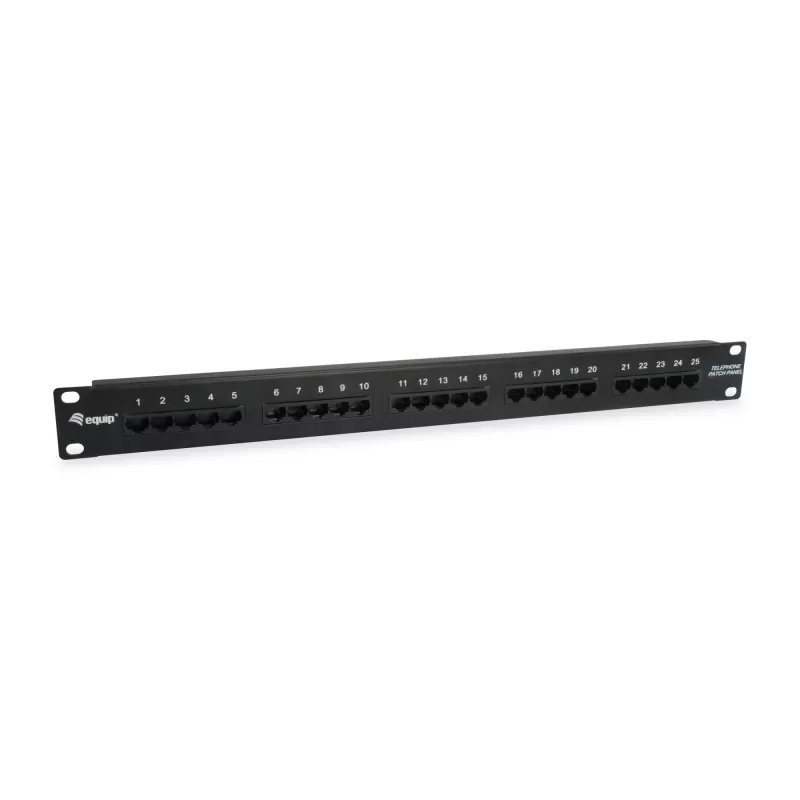 “Equip” 25 prievadų Cat.3 RJ45 ISDN jungčių skydelis, juodas