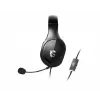 MSI IMMERSE GH20 žaidimų ausinės '3,5 mm tiesioginė jungtis su garso skirstytuvo priedu, juodos, 40 mm tvarkyklės, vienakryptis mikrofonas, PC ir kelių platformų suderinamumas'