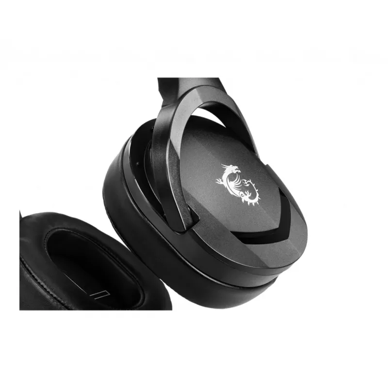 MSI IMMERSE GH20 žaidimų ausinės '3,5 mm tiesioginė jungtis su garso skirstytuvo priedu, juodos, 40 mm tvarkyklės, vienakryptis mikrofonas, PC ir kelių platformų suderinamumas'