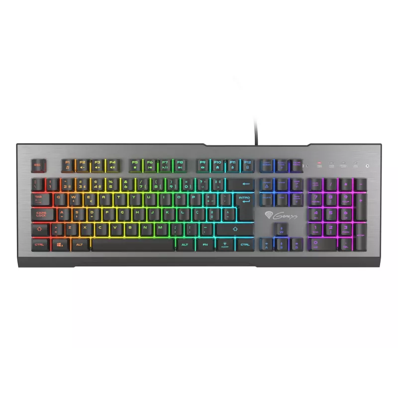 GENESIS Rhod 500 RGB klaviatūra, skirta žaidimams, USB, QWERTY, portugalų kalba, juoda, sidabrinė