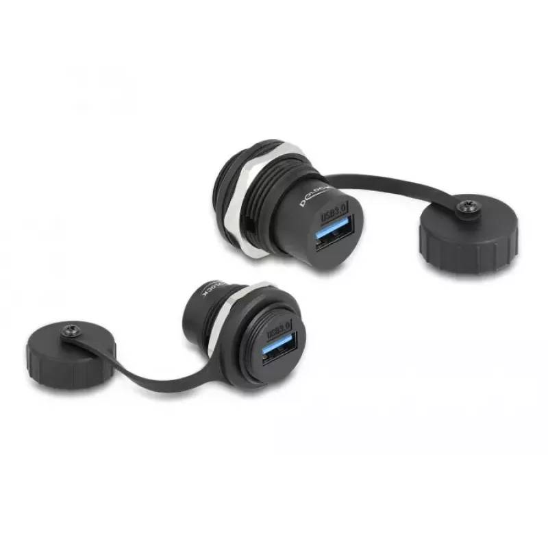 DeLOCK USB 3.2 Gen 1 Type-A įmontuojama jungtis IP67 atspari vandeniui juoda 86961