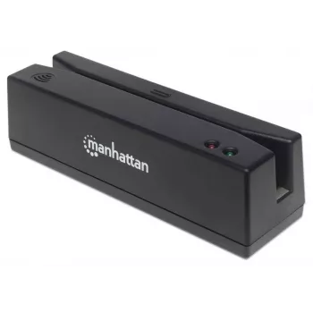 Manhattan USB-A magnetinės juostelės kortelių skaitytuvas, trijų takelių skaitytuvas, klaviatūros pleišto dekoderis, laidas 1,5 m, juodas, trejų metų garantija