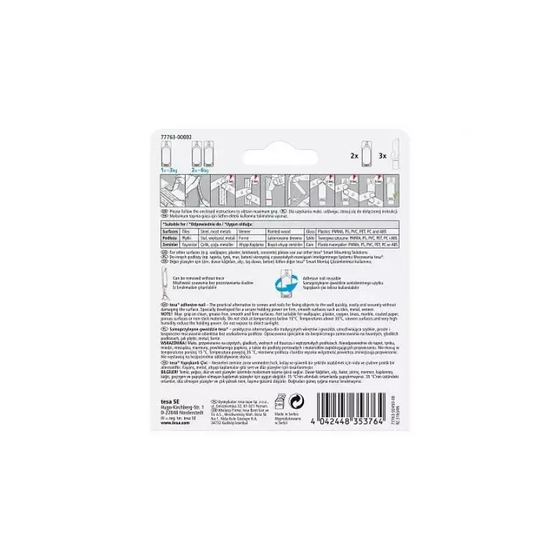 Universalus kabliukas TESA 77763 patalpose baltas 2 vnt.