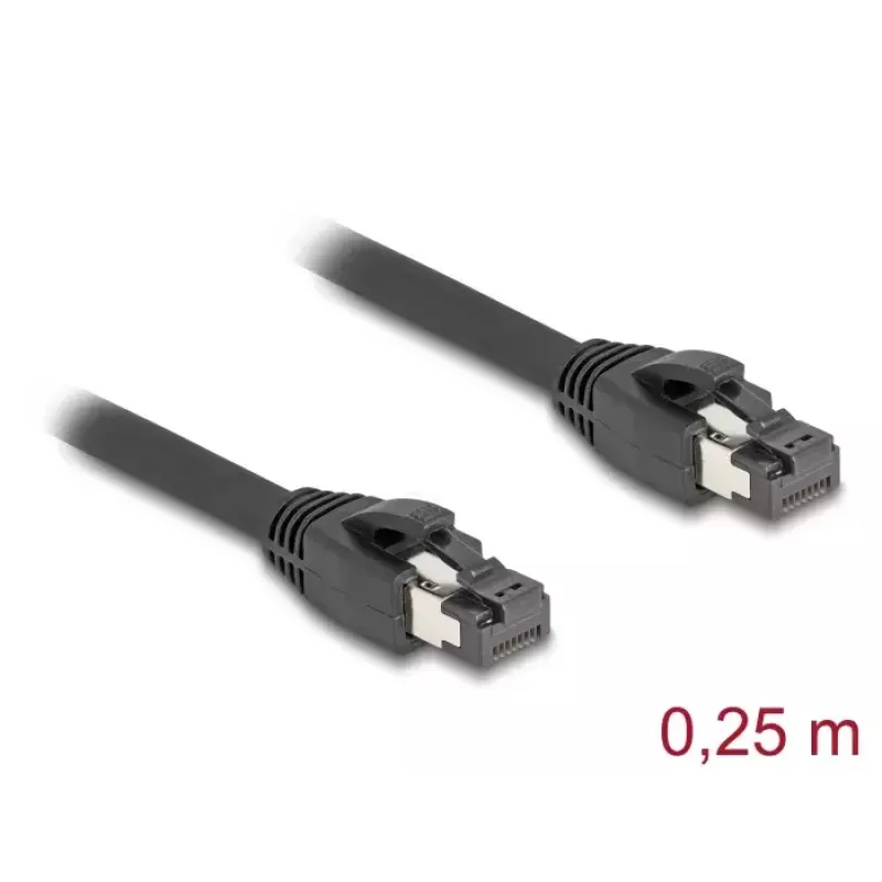 DeLOCK RJ45 tinklo kabelis Cat.8.1 S/FTP 25 cm 40 Gbps juodas