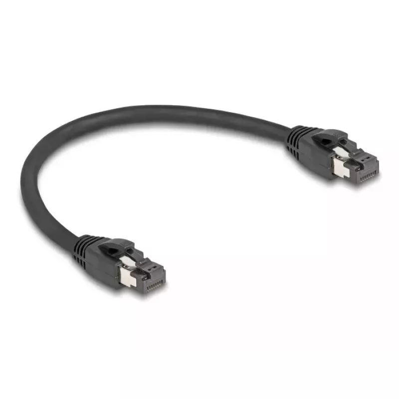 DeLOCK RJ45 tinklo kabelis Cat.8.1 S/FTP 25 cm 40 Gbps juodas