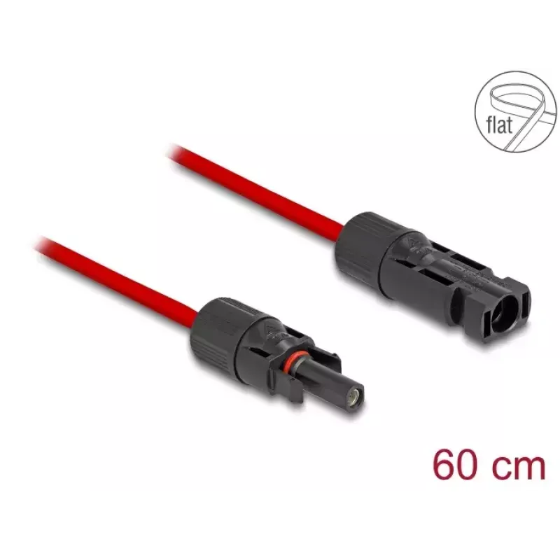 Kabelis DeLOCK DL4 Solar plokščias kabelis kištukas į lizdą 60 cm raudonas 3.3 mm²
