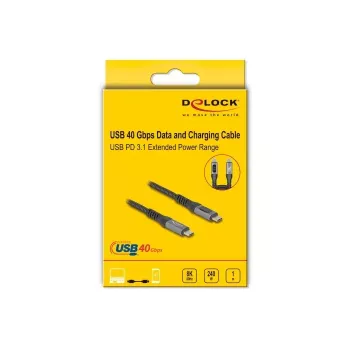 DeLOCK USB 40 Gbps duomenų ir greito įkrovimo koaksialinis kabelis 1 m USB PD 3.1 240 W