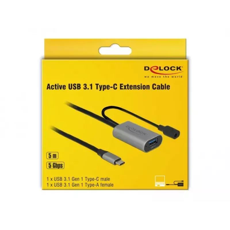 USB kabelis DeLOCK 85391 USB 3.2 Gen 1 5 m USB A USB C juoda pilka
