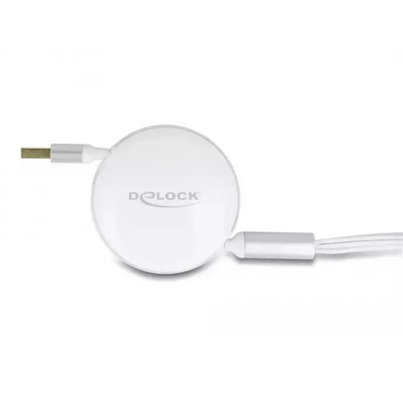 DeLOCK USB 3 in 1 ištraukiamas įkrovimo laidas Type-A į Micro USB / 2 x USB Type-C greitasis įkrovimas 1,13 m