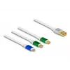 DeLOCK USB 3 in 1 ištraukiamas įkrovimo laidas Type-A į Micro USB / 2 x USB Type-C greitasis įkrovimas 1,13 m
