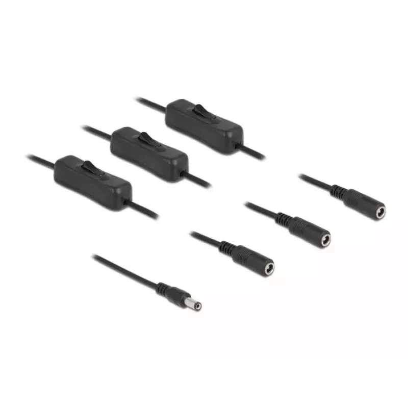DC laidas DeLOCK 86795 5,5 x 2,1 mm kištukas į 3 lizdus su jungikliu 1 m