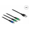 DeLOCK USB įkrovimo laidas 3 viename Type-A į Micro USB / 2 x USB Type-C 1 m