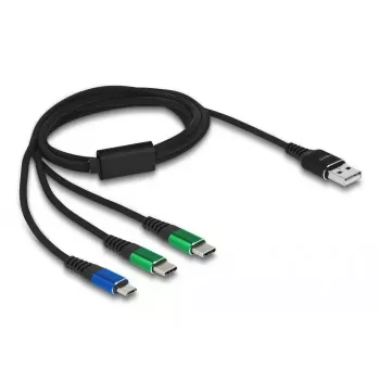DeLOCK USB įkrovimo laidas 3 viename Type-A į Micro USB / 2 x USB Type-C 1 m