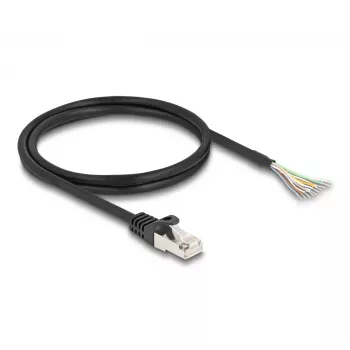 DeLOCK laidas RJ50 kištukas – atviri laidų galai S/FTP 1 m juodas