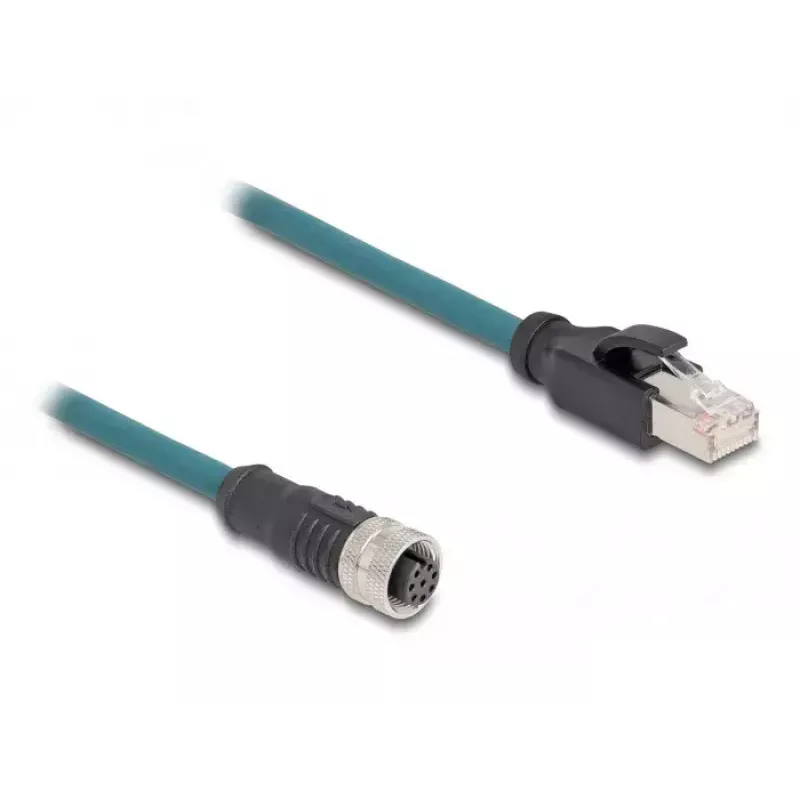 DeLOCK M12 adapterio kabelis, A koduotas 8 kontaktų lizdas į RJ45 kištuką, 50 cm