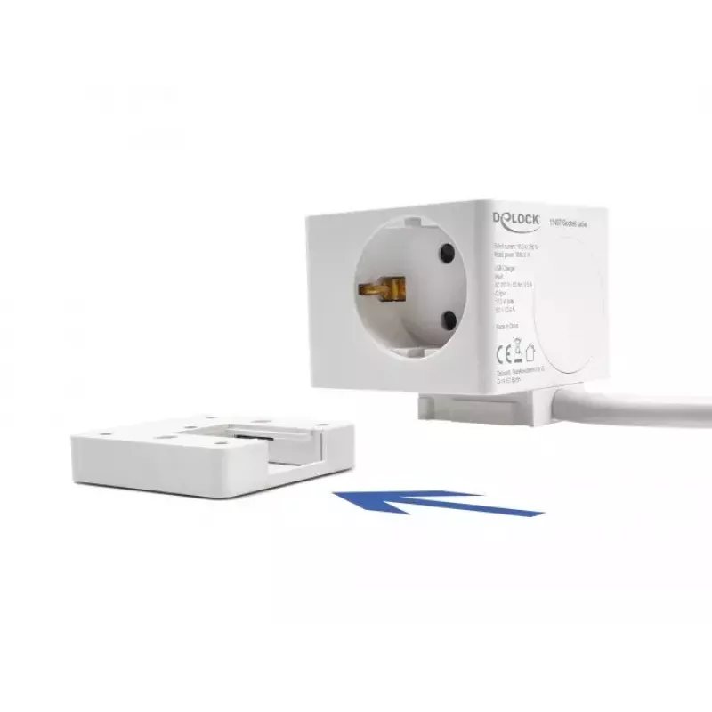 DeLOCK 11497 lizdas CEE 7/3 + USB baltas 250V 16A