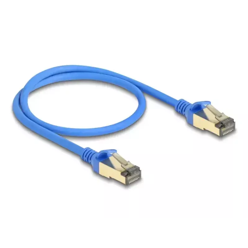 DeLOCK RJ45 tinklo kabelis Cat.8.1 F/FTP plonas 0,5 m mėlynas
