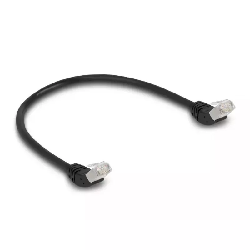 Tinklo kabelis DeLOCK RJ45 Cat.6A 45° kampuotas 0,5 m juodas