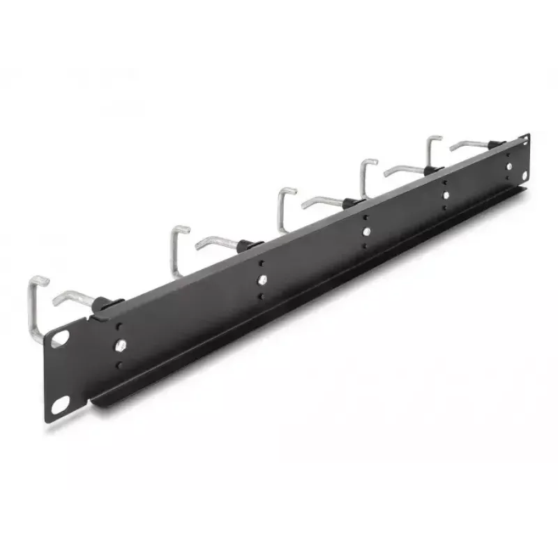 Kabelių valdymo skydelis DeLOCK 19 col. 66918 su 5 metaliniais kabliais, juodas