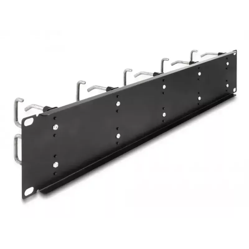 Kabelių valdymo panelė DeLOCK 19 inch 66919 su 10 metalinių kabliukų, juoda