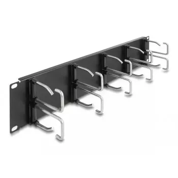 Kabelių valdymo panelė DeLOCK 19 inch 66919 su 10 metalinių kabliukų, juoda