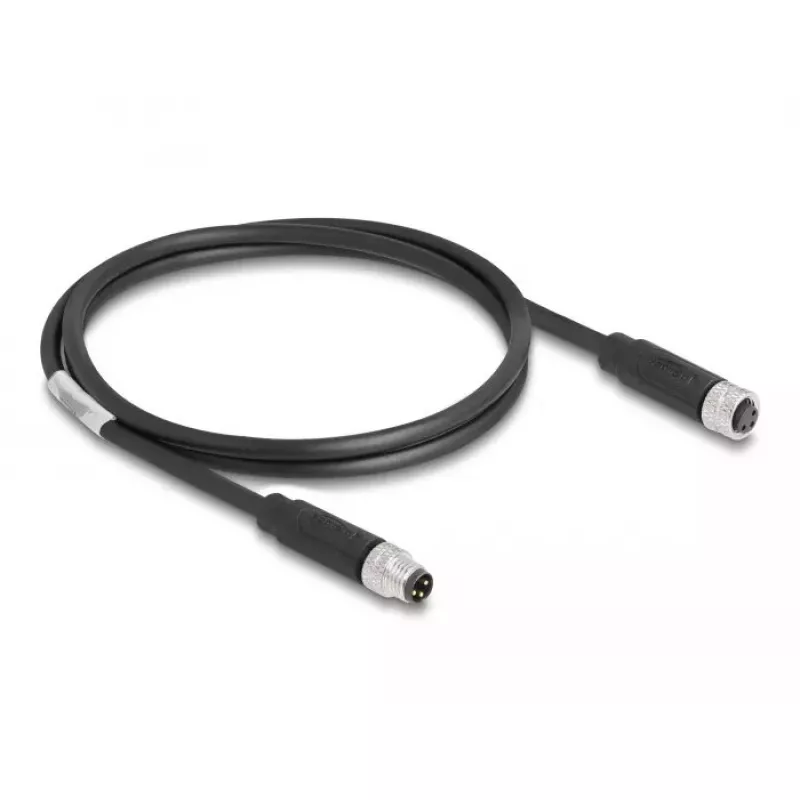 DeLOCK M8 3 kontaktų laidas, A koduotas, kištukas–lizdas, PUR TPU, 1 m