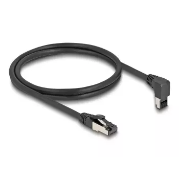 Tinklo kabelis DeLOCK RJ45 Cat.8.1 90° į viršų lenktas / tiesus 2 m juodas