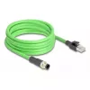 Tinklo kabelis DeLOCK M12 kabelis D-koduotas 4 kontaktų kištukas į RJ45 kištuką PUR (TPU) 1 m