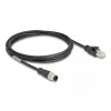 Tinklo kabelis DeLOCK M12 kabelis A koduotas 8 kontaktų kištukinis į RJ45 kištukinį Cat5e 2 m juodas