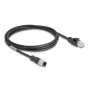 Tinklo kabelis DeLOCK M12 kabelis A koduotas 8 kontaktų kištukinis į RJ45 kištukinį Cat5e 2 m juodas