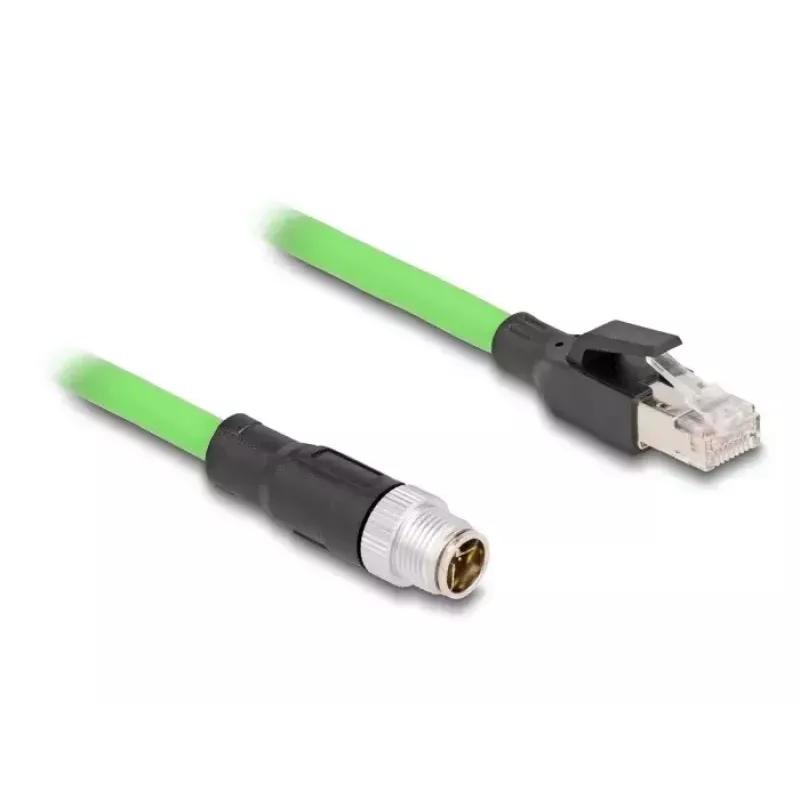 Tinklo kabelis DeLOCK M12 kabelis X koduotas 8 kontaktų kištukas į RJ45 kištuką PUR (TPU) 5 m