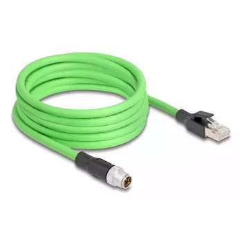 Tinklo kabelis DeLOCK M12 kabelis X koduotas 8 kontaktų kištukas į RJ45 kištuką PUR (TPU) 5 m