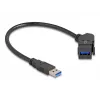 DeLOCK USB 5 Gbps Type-A skydelinis laikiklis, lizdas 45° kampu į kištuką su 30 cm laidu, juodas