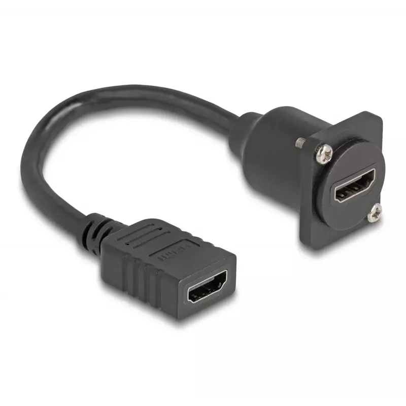 DeLOCK D-Type HDMI laidas, lizdas–lizdas, juodas, 20 cm