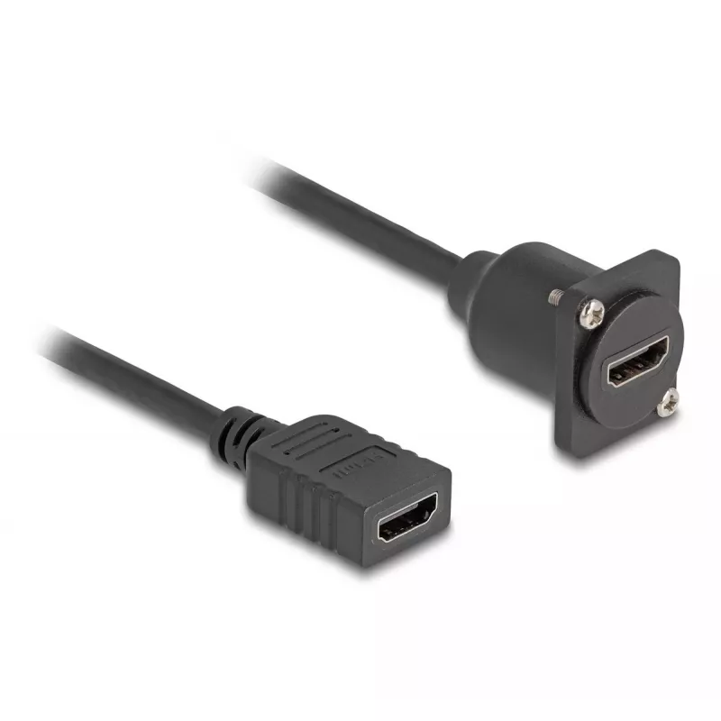 DeLOCK D-Type HDMI laidas, lizdas–lizdas, juodas, 20 cm