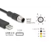 DeLOCK jutiklio / pavaros kabelis 1,8 m M12 USB 2.0 Type-A juodas