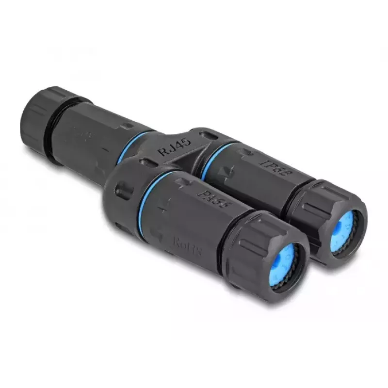 DeLOCK kabelio jungtis RJ45 lizdas į 2 x RJ45 lizdas Cat.6A atsparus vandeniui