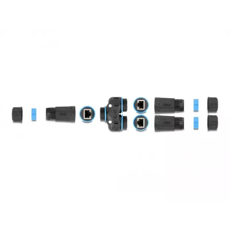 DeLOCK kabelio jungtis RJ45 lizdas į 2 x RJ45 lizdas Cat.6A atsparus vandeniui