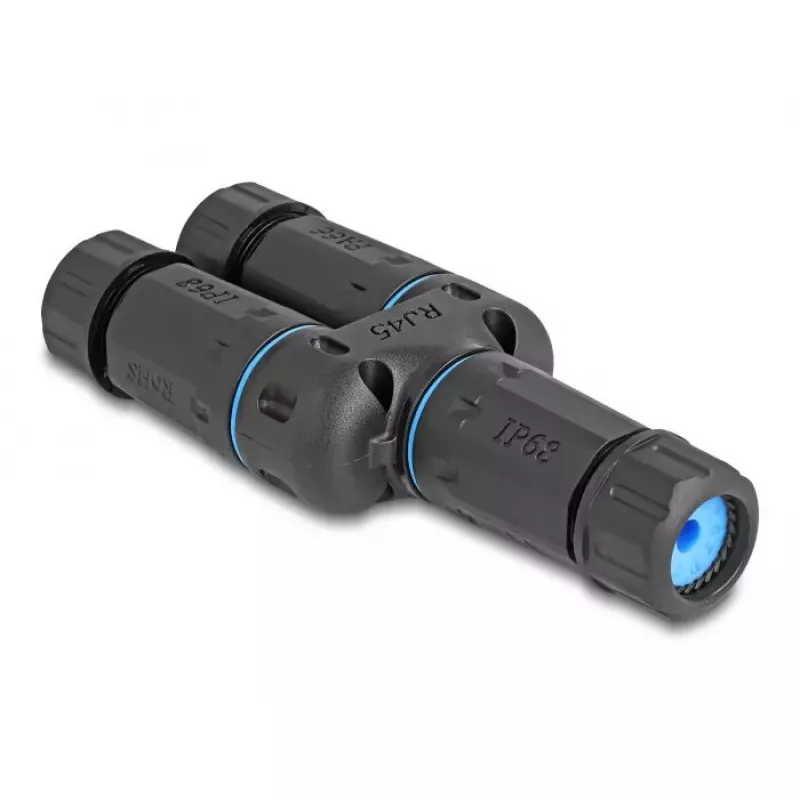 DeLOCK kabelio jungtis RJ45 lizdas į 2 x RJ45 lizdas Cat.6A atsparus vandeniui